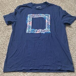 Express Navy T-Shirt with Tropical Graphic